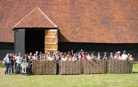 21st Scout Jamboree at Grange Barn in Coggeshall Essex. 2007, 50 childre came to the barn each day from their base camp at Highlands House, each child created a dragonfly and all had a turn at weaving a piece of fence.